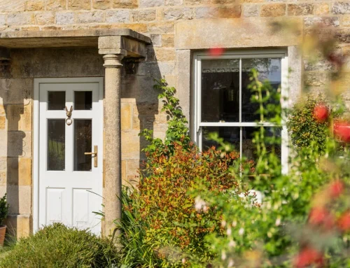 Timber Windows – Skimmed white Sash Window & Front Door