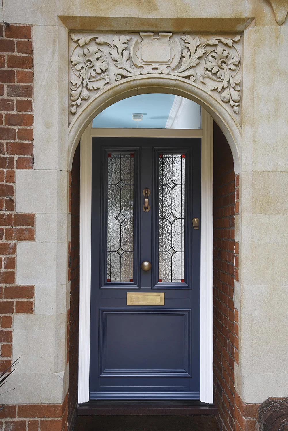 Westonbirt-conservation-entrance-door-with-toplight-finished-in-‘Harewood-Grey’